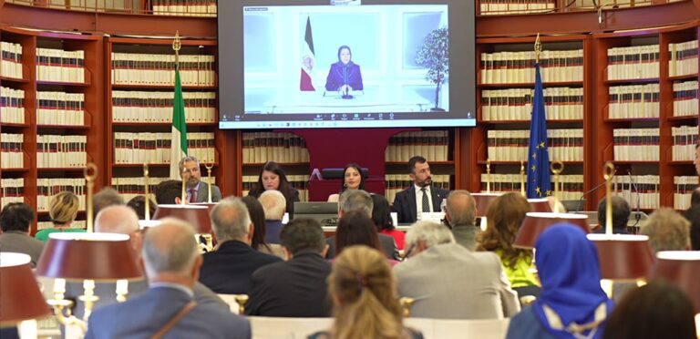 Intervento della presidente Maryam Rajavi alla conferenza No alle esecuzioni in Iran al parlamento italiano