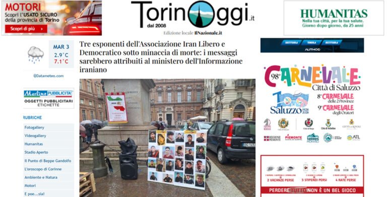L’Iran scende in piazza Carignano: solidarietà alla Resistenza tra intimidazioni e volti coperti